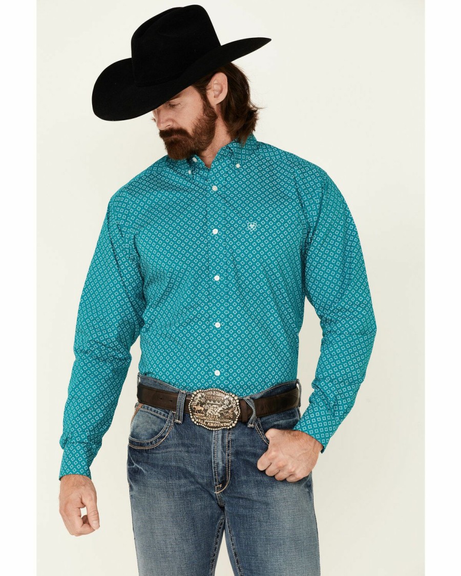 Men'S Clothing * | Ariat Men'S Percie Geo Print Fitted Long Sleeve Western Shirt Discount