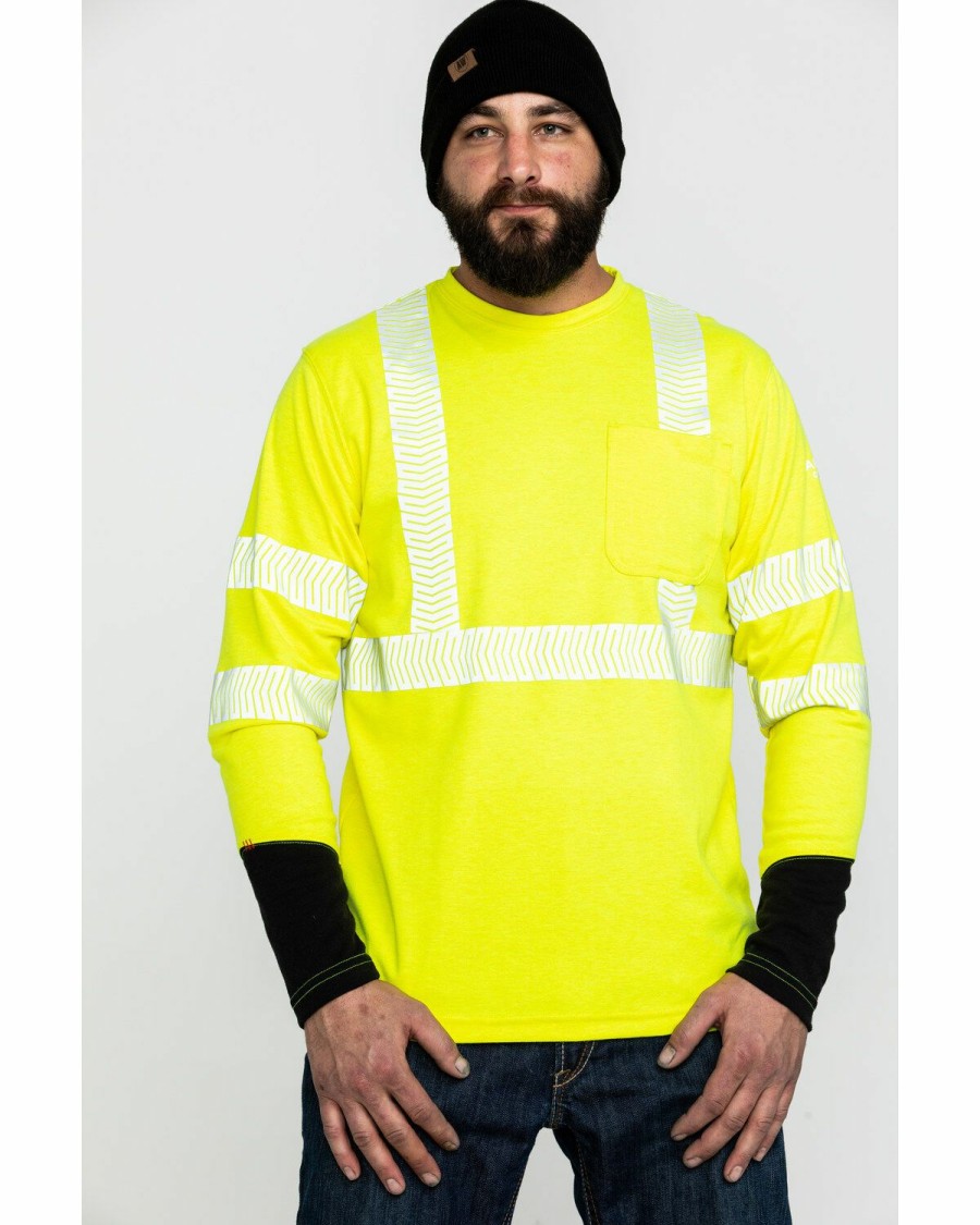 Men'S Clothing * | Ariat Men'S Fr Crew Hi-Vis Long Sleeve Work Shirt Clearance