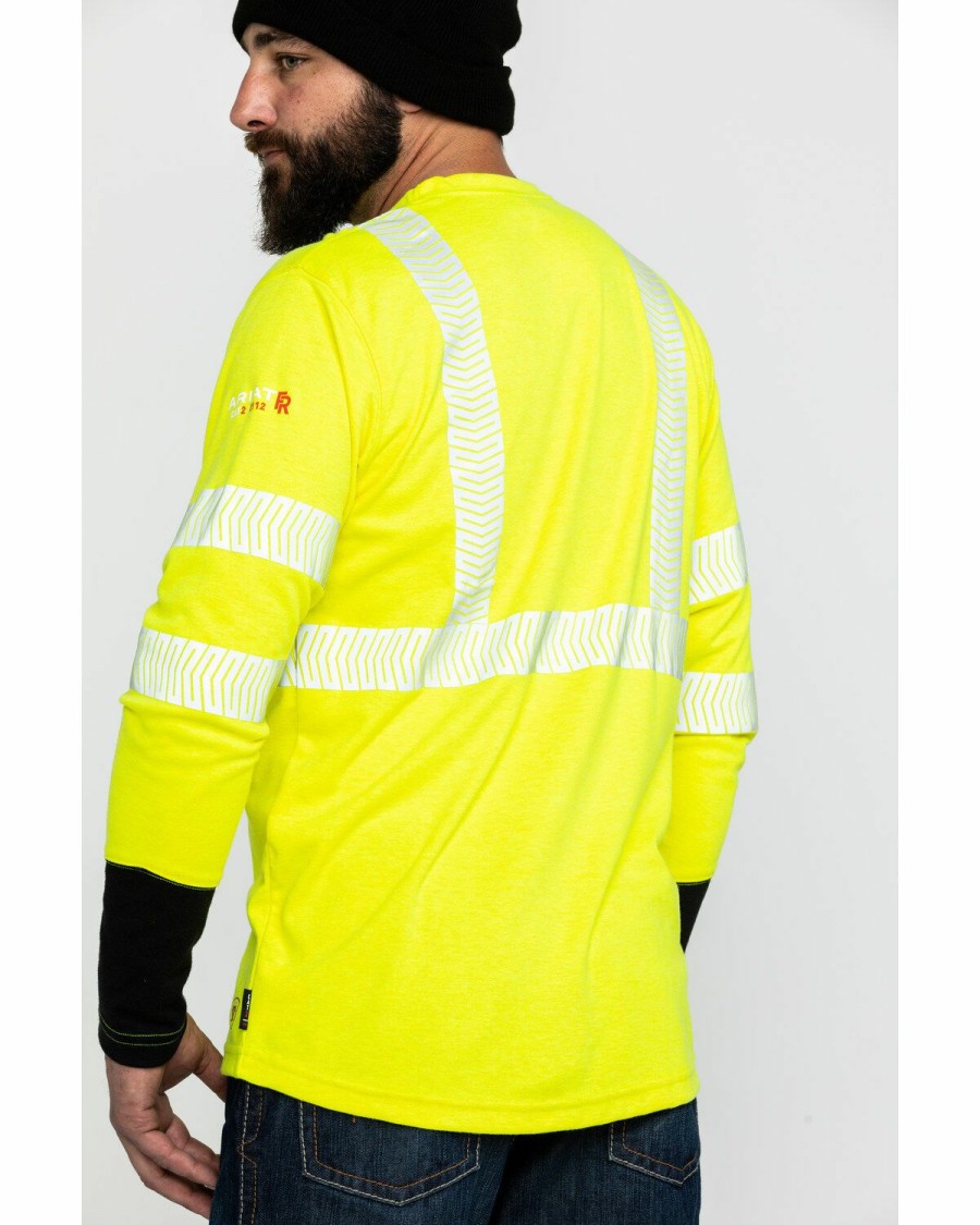 Men'S Clothing * | Ariat Men'S Fr Crew Hi-Vis Long Sleeve Work Shirt Clearance