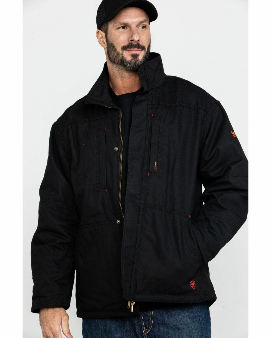 Men'S Clothing * | Ariat Men'S Black Fr Workhorse Work Jacket Outlet