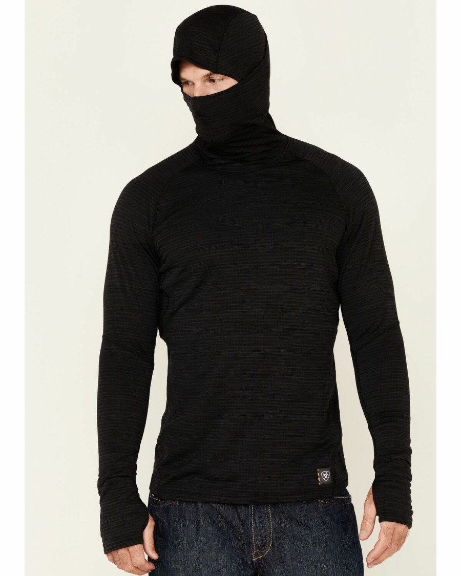 Men'S Clothing * | Ariat Men'S Black Rebar Girdwork Balaclava Baselayer Thermal Work Shirt Outlet