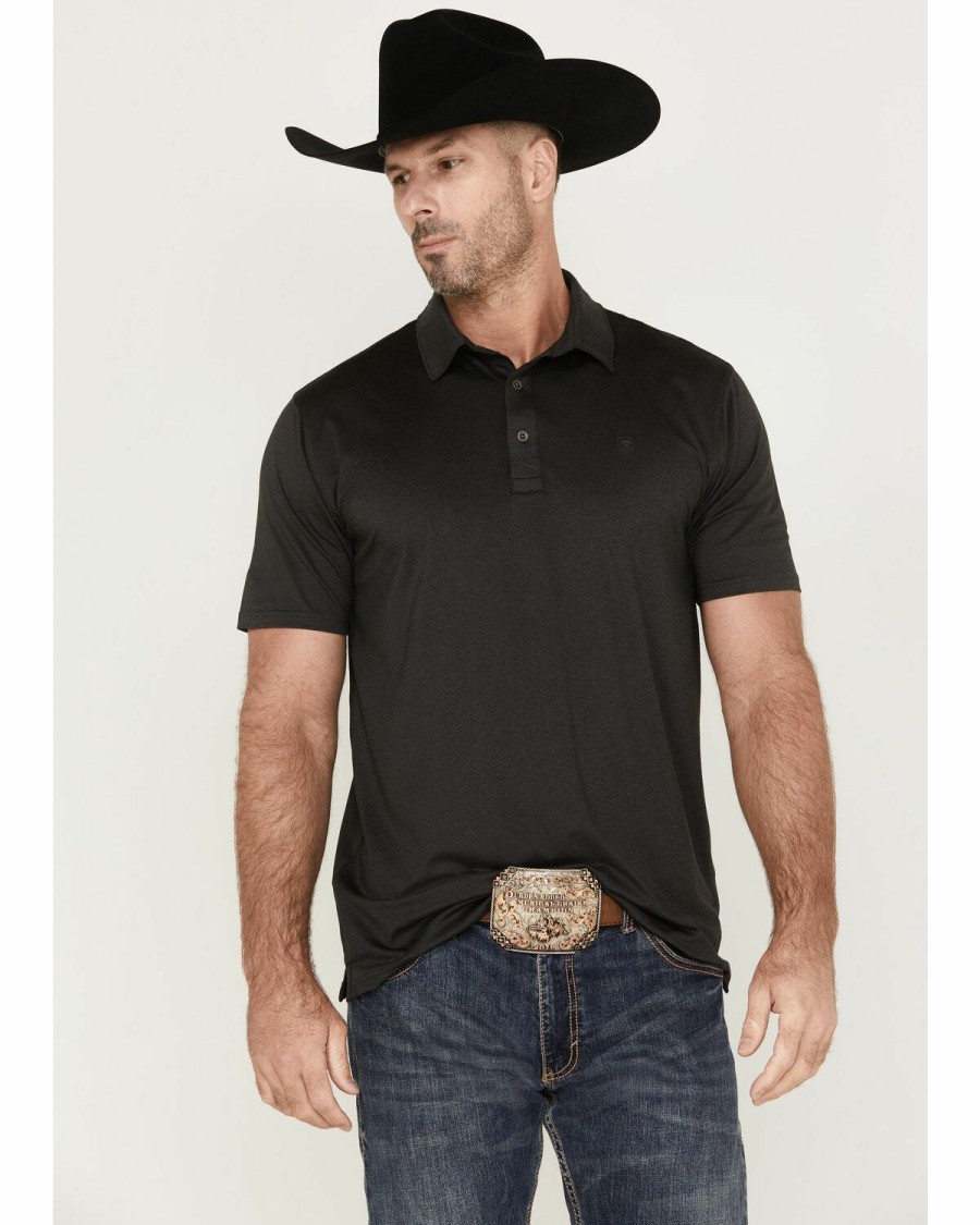 Men'S Clothing * | Ariat Men'S Solid Charcoal Charger 2.0 Fitted Short Sleeve Tek Polo Shirt Sale