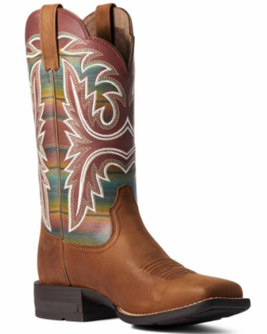 Boots & Shoes * | Ariat Women'S Ridge Tan & Old Muted Serape Lonestar Full-Grain Western Boot Wide Square Toe Outlet