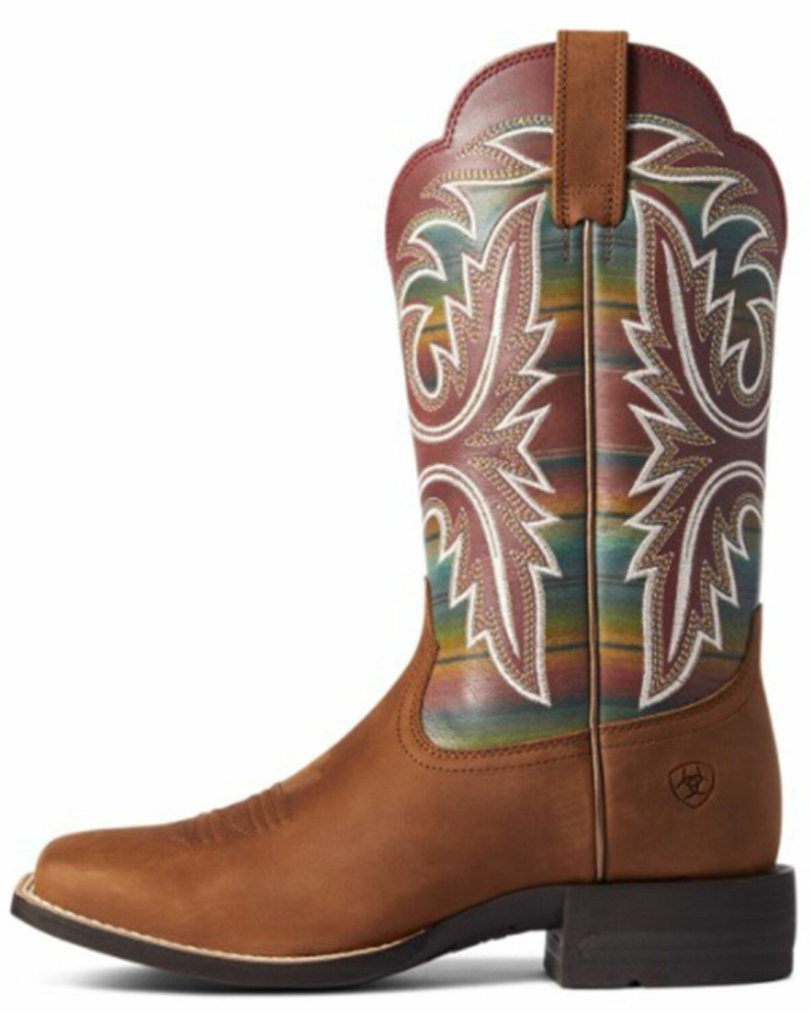 Boots & Shoes * | Ariat Women'S Ridge Tan & Old Muted Serape Lonestar Full-Grain Western Boot Wide Square Toe Outlet