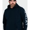 Men'S Clothing * | Ariat Men'S Navy Fr Primo Fleece Logo Hooded Work Sweatshirt Tall Discount