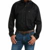 Men'S Clothing * | Ariat Men'S Solid Black Twill Long Sleeve Button-Down Western Shirt Big Sale