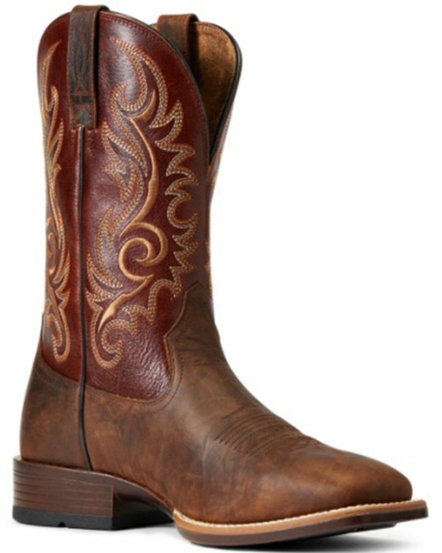 Boots & Shoes * | Ariat Men'S Bar Top Barrel Brown Lasco Ultra Performance Western Boot Wide Square Toe Clearance