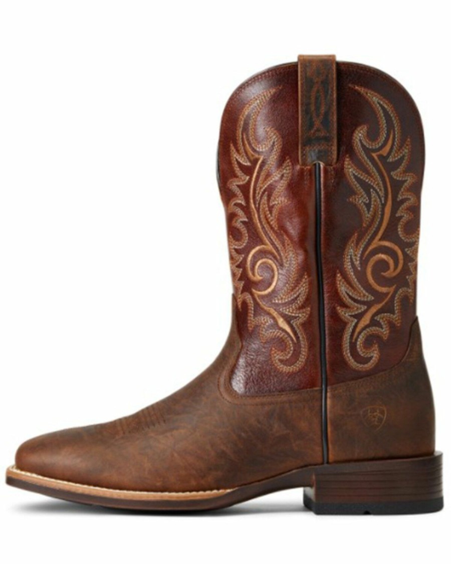 Boots & Shoes * | Ariat Men'S Bar Top Barrel Brown Lasco Ultra Performance Western Boot Wide Square Toe Clearance