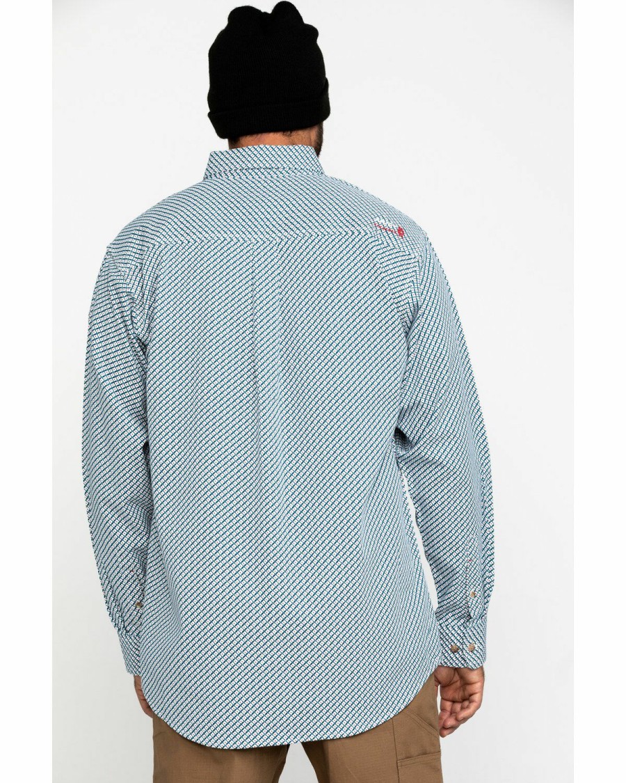 Men'S Clothing * | Ariat Men'S Fr Fleetwood Geo Print Long Sleeve Work Shirt Discount