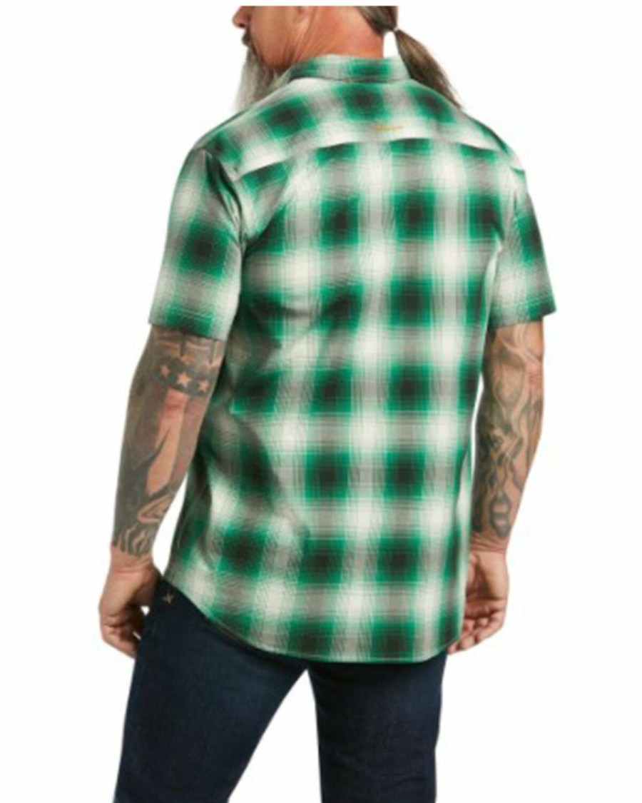 Men'S Clothing * | Ariat Men'S Rebar Amazon Plaid Durastretch Short Sleeve Button-Down Work Shirt Tall Clearance