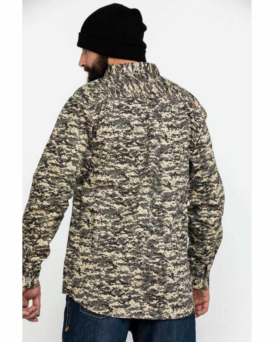 Men'S Clothing * | Ariat Men'S Fr Patriot Camo Long Sleeve Work Shirt Tall Clearance