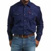 Men'S Clothing * | Ariat Men'S Fr Dunham Retro Geo Print Long Sleeve Snap Work Shirt Online