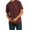 Men'S Clothing * | Ariat Men'S Heather Burgundy Rebar Voltaic Hammer Graphic Short Sleeve Work Pocket T-Shirt Outlet