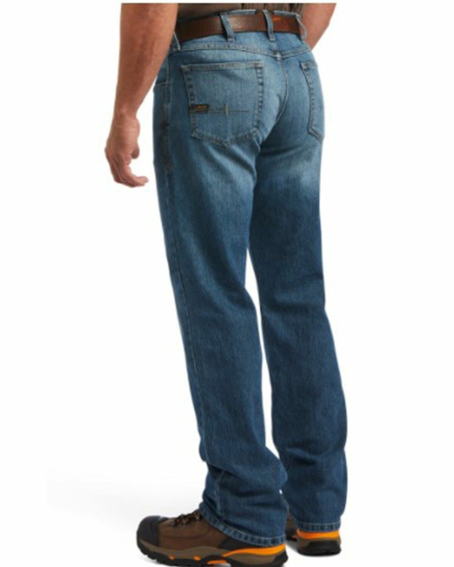 Men'S Clothing * | Ariat Men'S Rebar M5 Edgewood Medium Wash Durastretch Basic Straight Leg Work Jeans Outlet