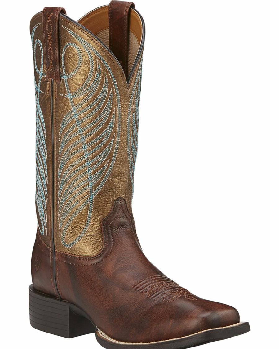 Boots & Shoes * | Ariat Women'S Round Up Cowgirl Boots -Square Toe Sale