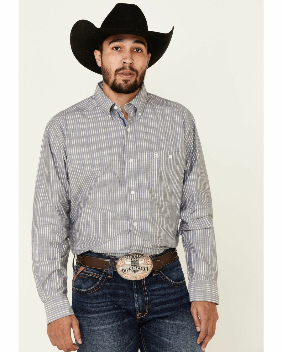 Men'S Clothing * | Ariat Men'S Structure Stretch Striped Long Sleeve Western Shirt Sale