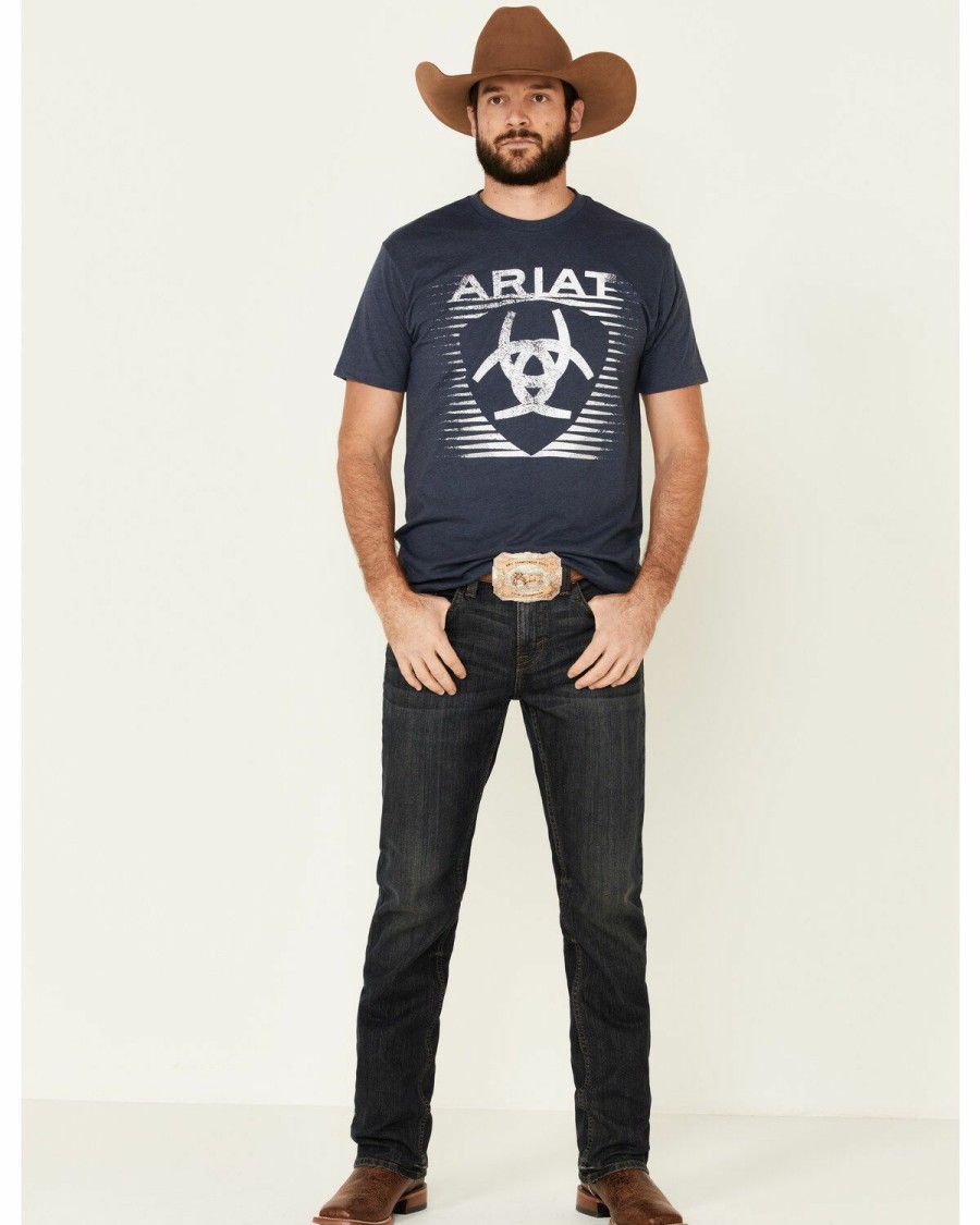 Men'S Clothing * | Ariat Men'S Heather Navy Shade Logo Graphic T-Shirt Sale