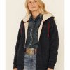 Women'S Clothing * | Ariat Women'S R.E.A.L Dark Sapphire Arm Logo Sherpa-Lined Zip-Front Hoodie Clearance