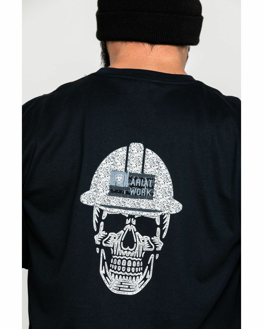 Men'S Clothing * | Ariat Men'S Fr Roughneck Skull Logo Crew Long Sleeve Work T-Shirt Clearance