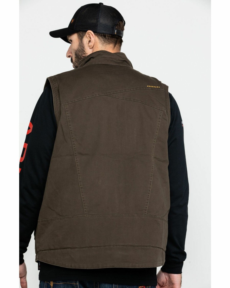 Men'S Clothing * | Ariat Men'S Loden Rebar Washed Dura Canvas Insulated Work Vest Online