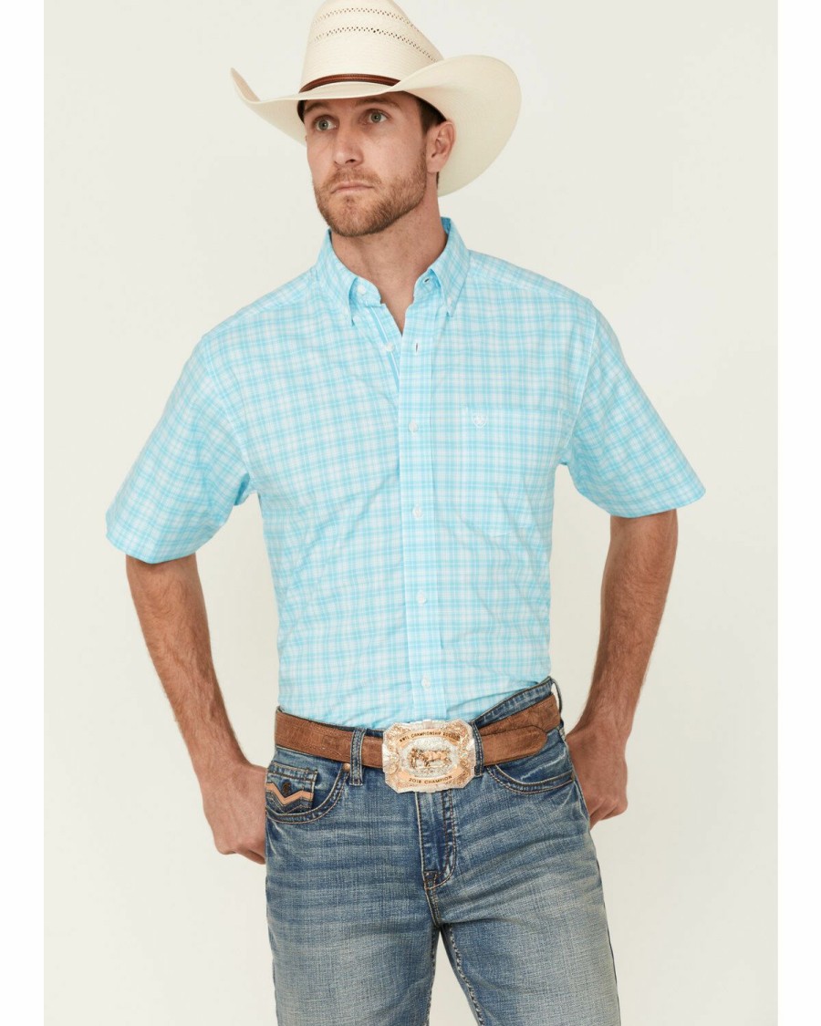 Men'S Clothing * | Ariat Men'S Quilo Stretch Small Plaid Short Sleeve Button-Down Western Shirt Clearance