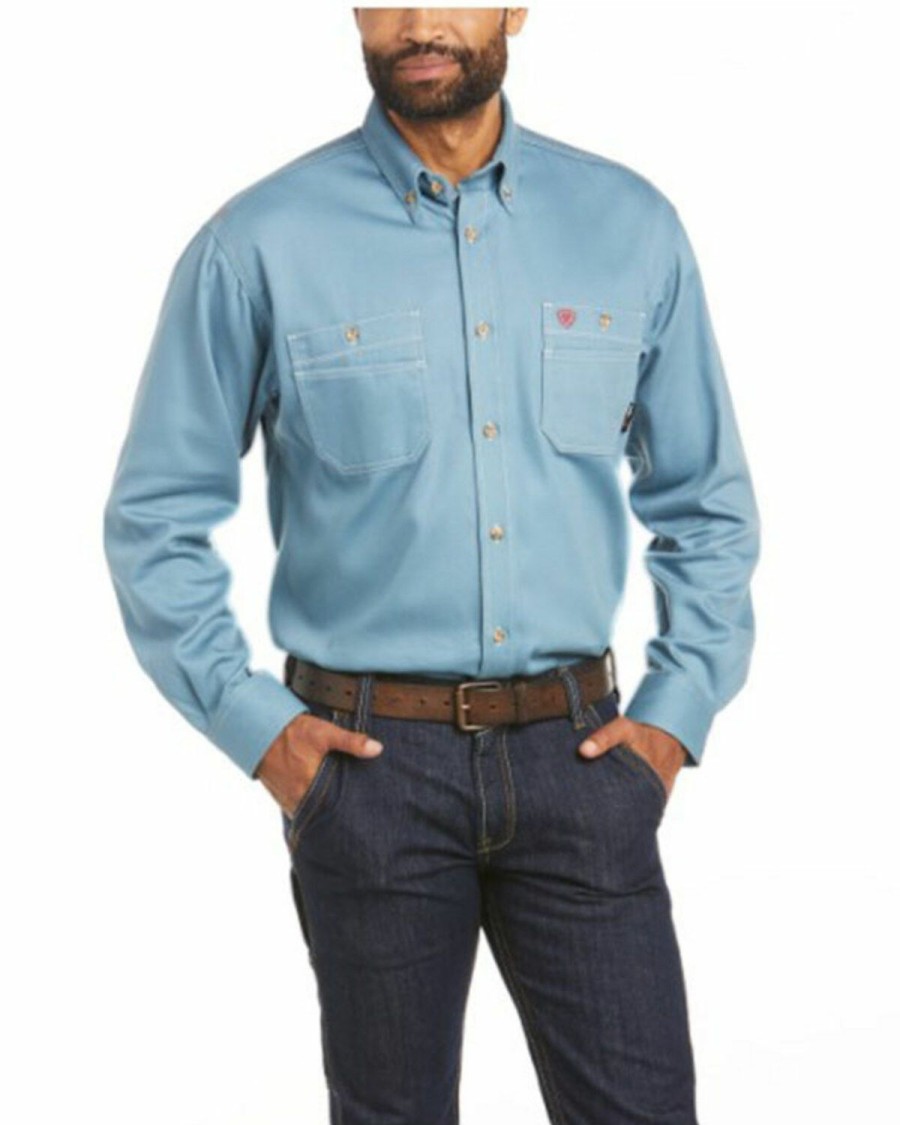 Men'S Clothing * | Ariat Men'S Fr Vented Long Sleeve Button-Down Work Shirt Clearance