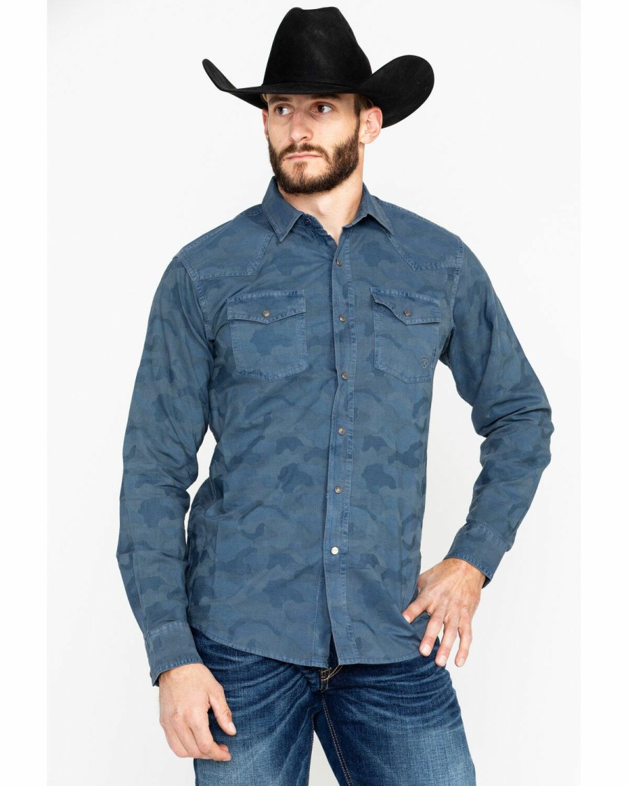 Men'S Clothing * | Ariat Men'S Rackard Retro Camo Long Sleeve Western Shirt Sale