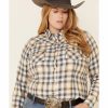 Women'S Clothing * | Ariat Women'S R.E.A.L. Natural Plaid Long Sleeve Western Shirt Plus Clearance