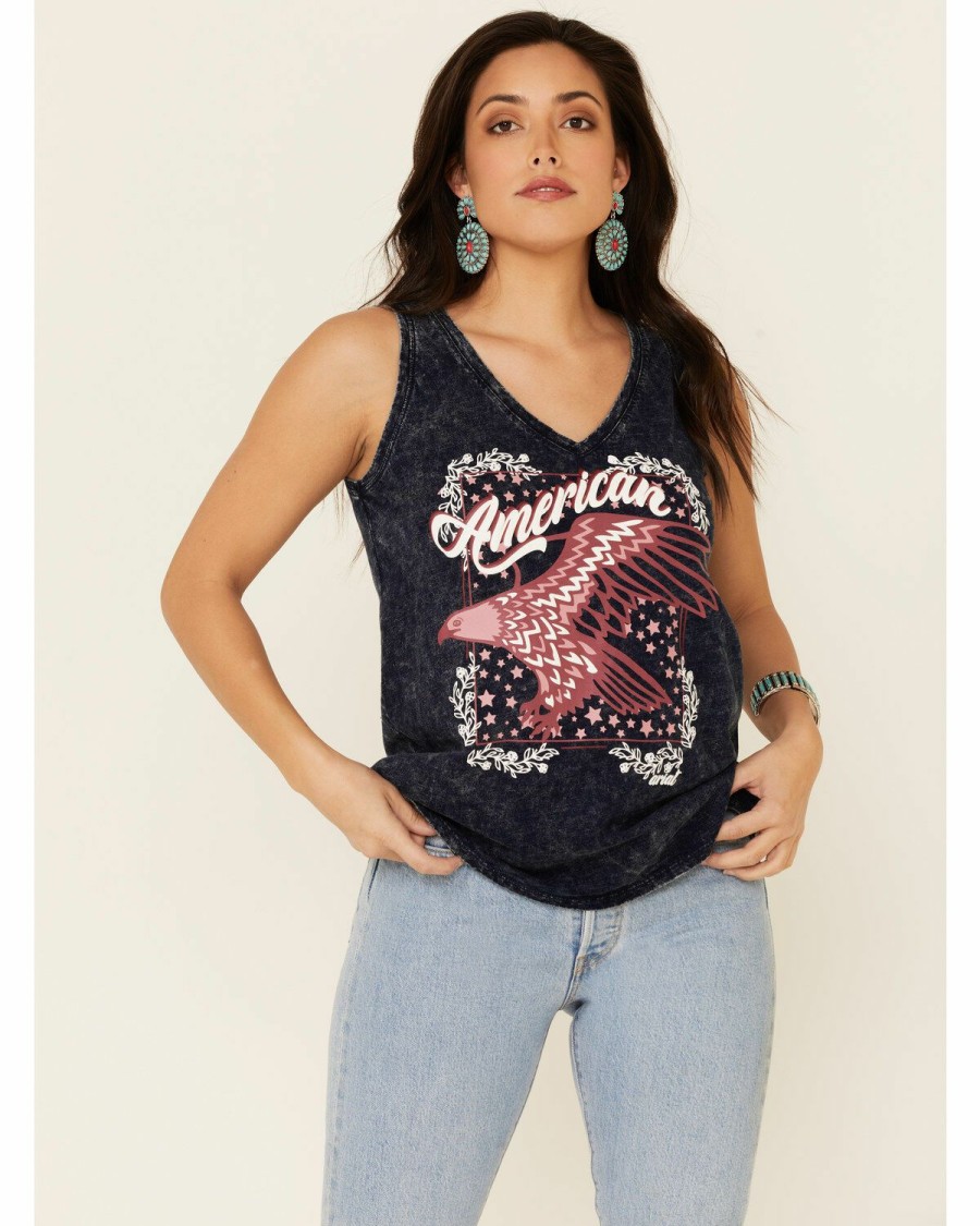 Women'S Clothing * | Ariat Women'S Catamaran Navy American Graphic Tank Top Online