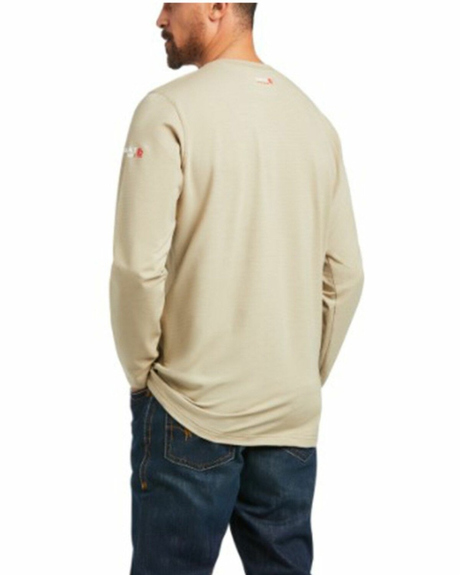 Men'S Clothing * | Ariat Men'S Fr Solid Khaki Base Layer Long Sleeve Work T-Shirt Tall Outlet