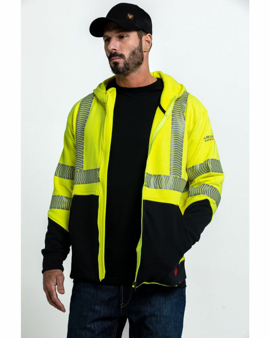 Men'S Clothing * | Ariat Men'S Fr Hi-Vis Full Zip Hooded Work Jacket Big Online