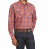 Men'S Clothing * | Ariat Men'S Fr Bronson Retro Plaid Long Sleeve Snap Work Shirt Big Online