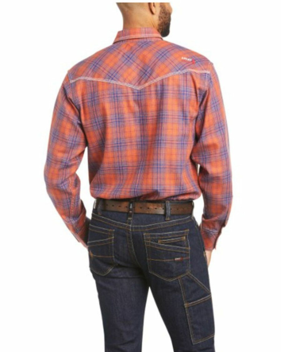 Men'S Clothing * | Ariat Men'S Fr Bronson Retro Plaid Long Sleeve Snap Work Shirt Big Online