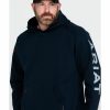 Men'S Clothing * | Ariat Men'S Navy Fr Primo Fleece Logo Hooded Work Sweatshirt Discount