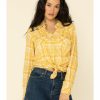 Women'S Clothing * | Ariat Women'S Yellow Plaid R.E.A.L. Sunrise Desert Snap Long Sleeve Western Shirt Clearance