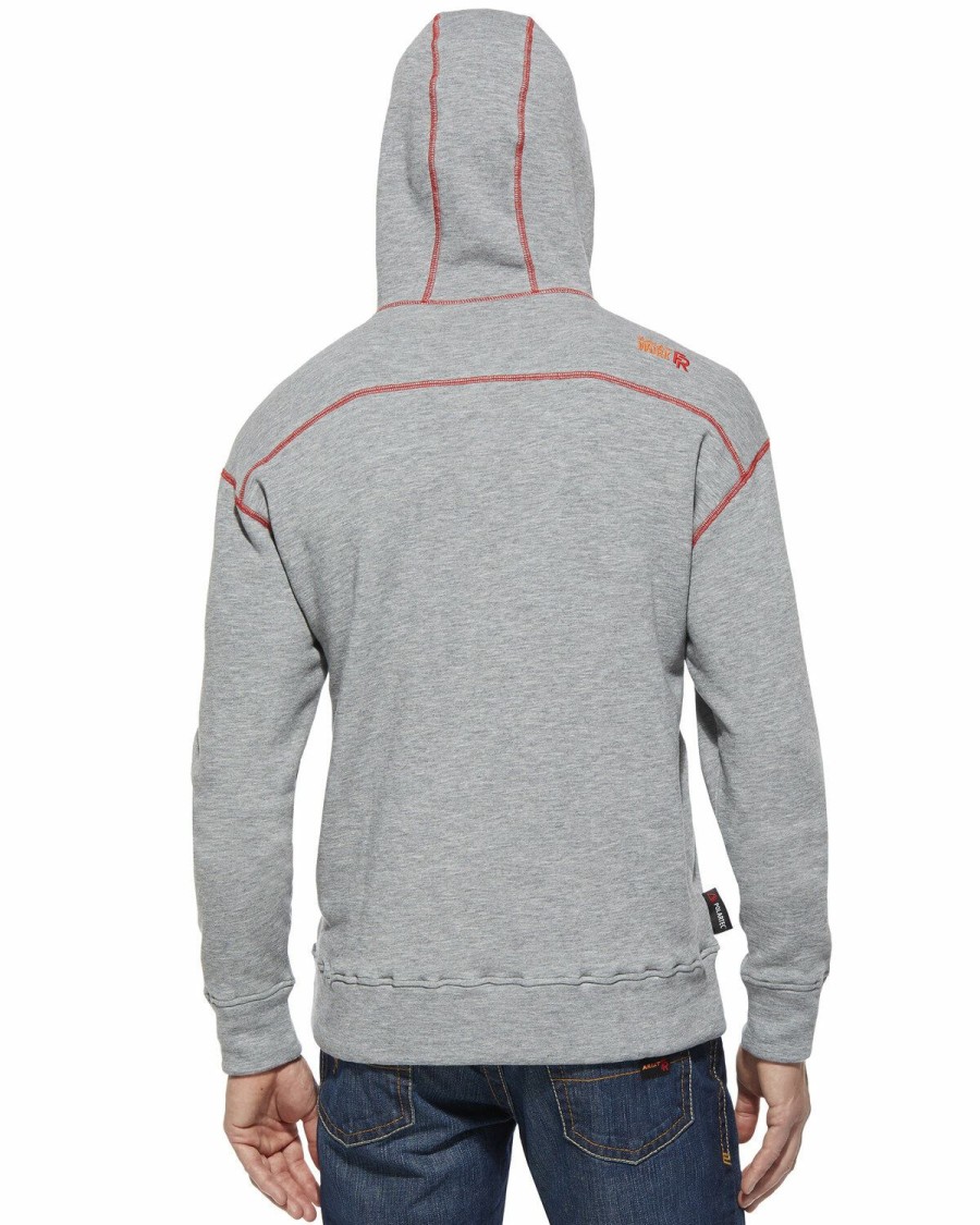 Men'S Clothing * | Ariat Men'S Flame Resistant Polartec Grey Work Hooded Sweatshirt Big And Tall Online