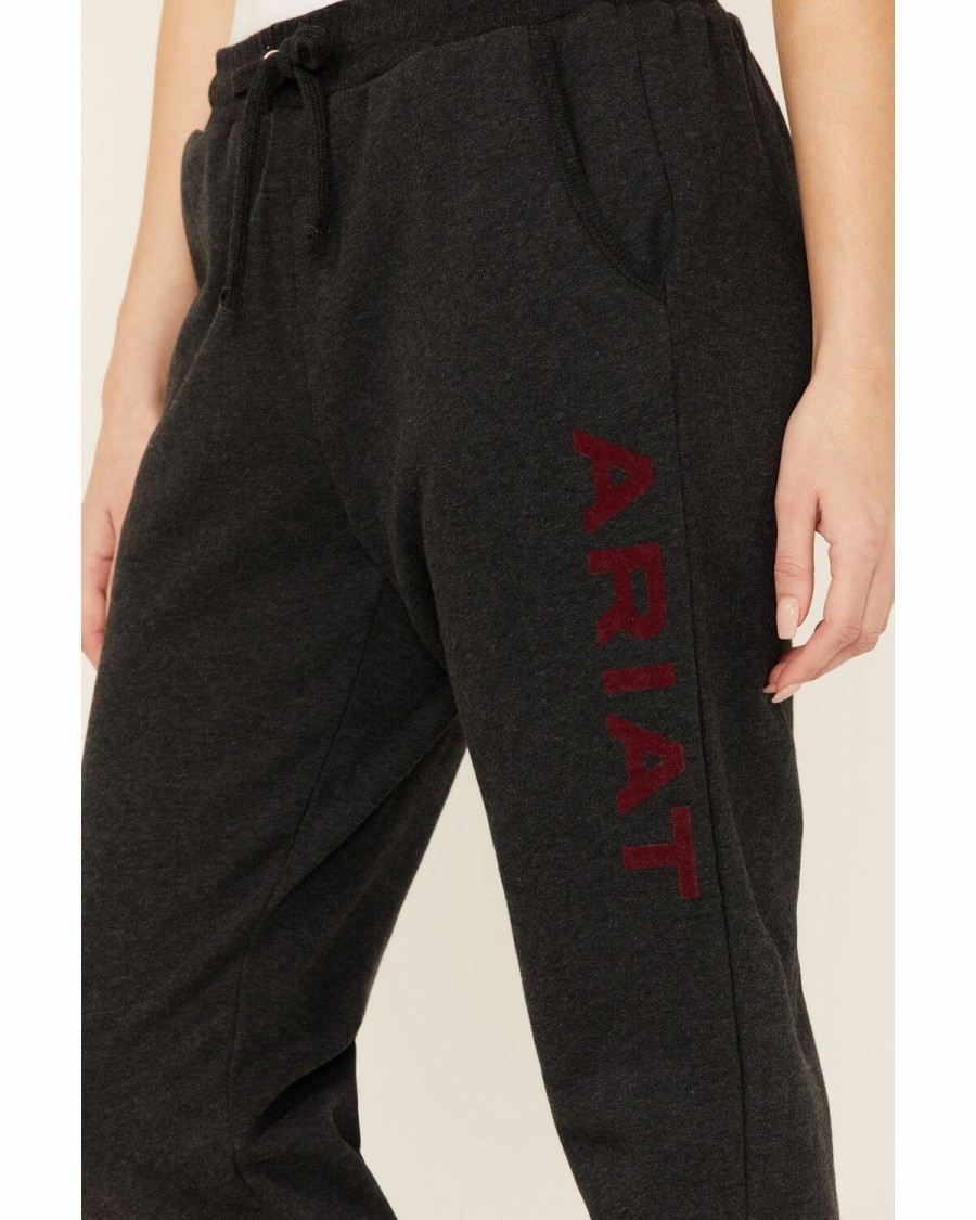 Women'S Clothing * | Ariat Women'S Charcoal R.E.A.L Logo Jogger Pants Discount