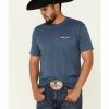 Men'S Clothing * | Ariat Men'S Heather Blue Land Logo Short Sleeve T-Shirt Clearance