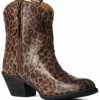 Boots & Shoes * | Ariat Women'S Gracie Leopard Print Fashion Booties Round Toe Clearance