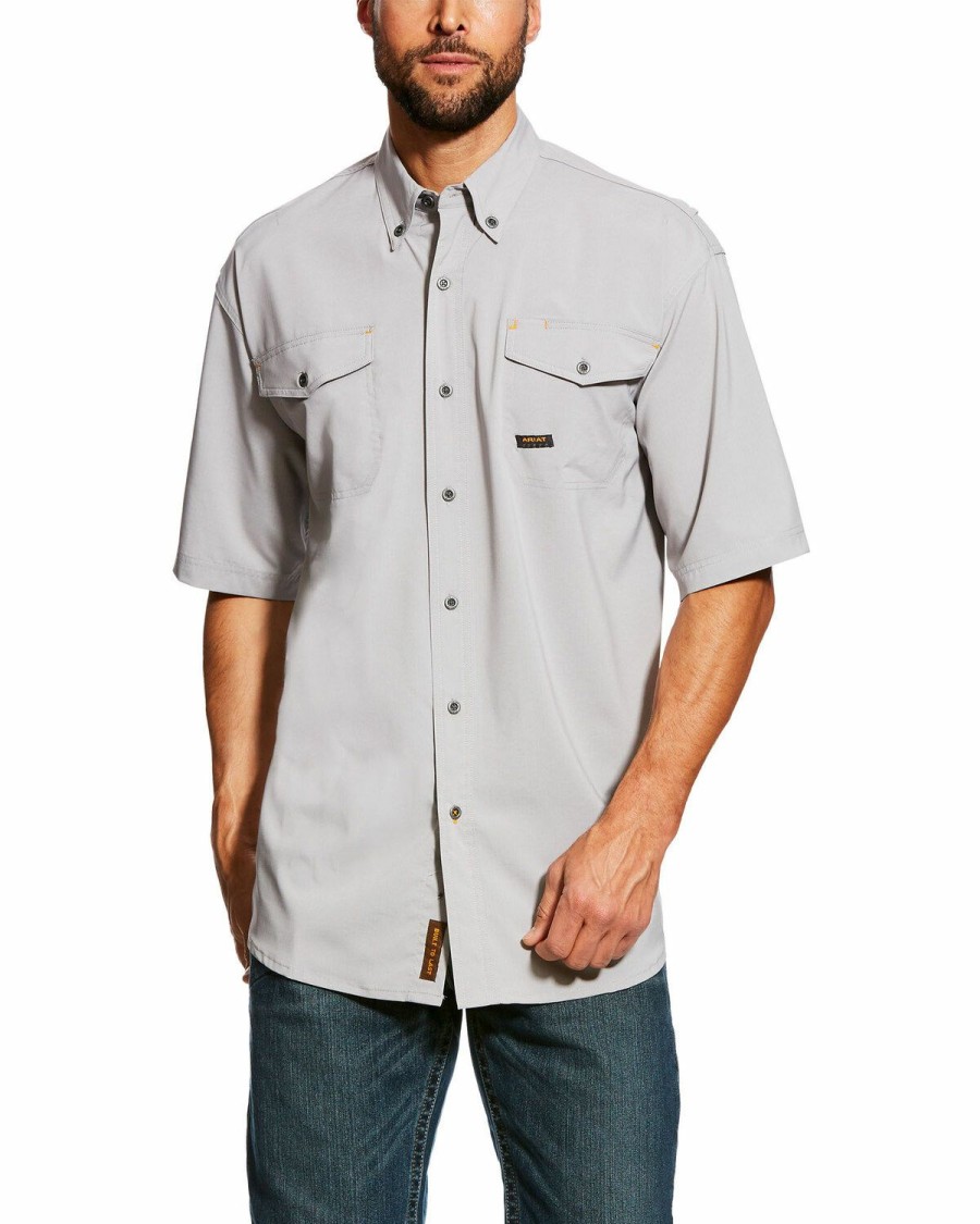 Men'S Clothing * | Ariat Men'S Alloy Rebar Made Tough Vent Short Sleeve Work Shirt Tall Outlet