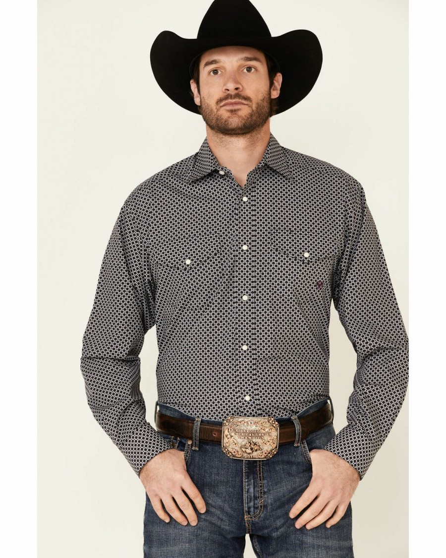 Men'S Clothing * | Ariat Men'S Millard Small Geo Print Long Sleeve Button-Down Western Shirt Sale