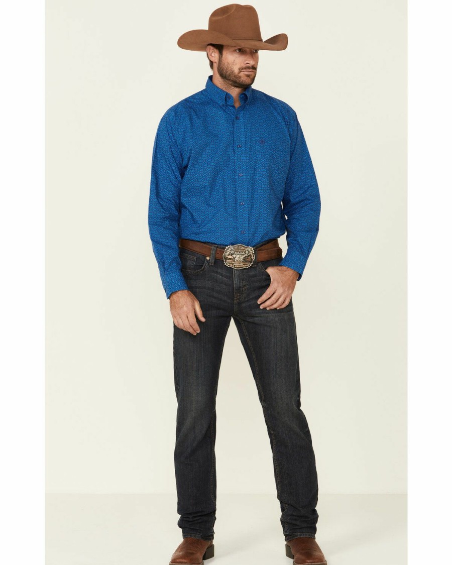 Men'S Clothing * | Ariat Men'S Geo Print Long Sleeve Western Shirt Clearance