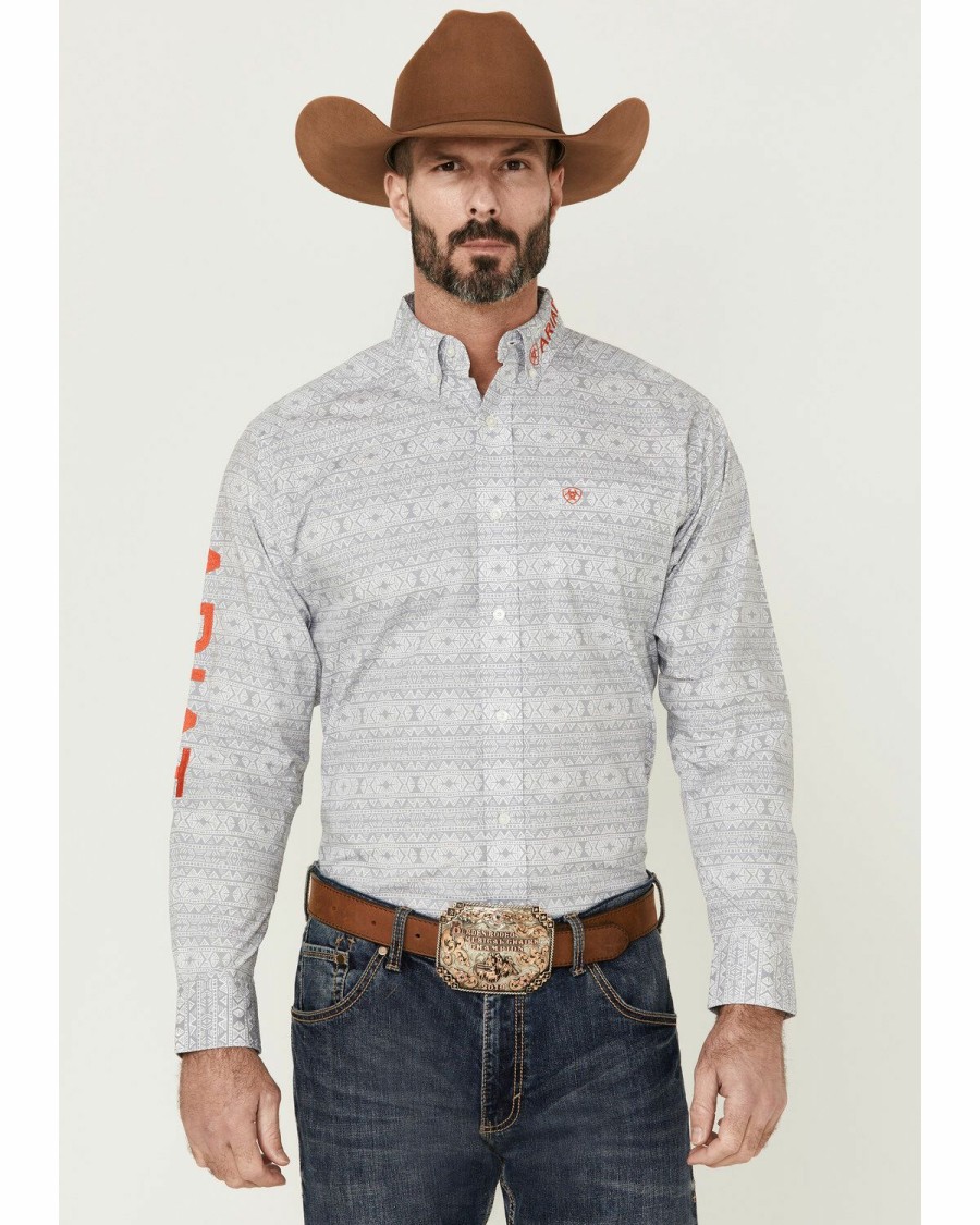 Men'S Clothing * | Ariat Men'S Team Shad Southwestern Geo Print Long Sleeve Button-Down Western Shirt Discount