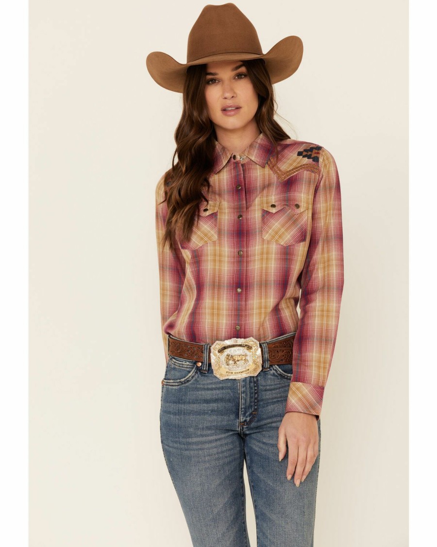 Women'S Clothing * | Ariat Women'S R.E.A.L Enchanting Plaid Embroidered Long Sleeve Snap Western Core Shirt Discount