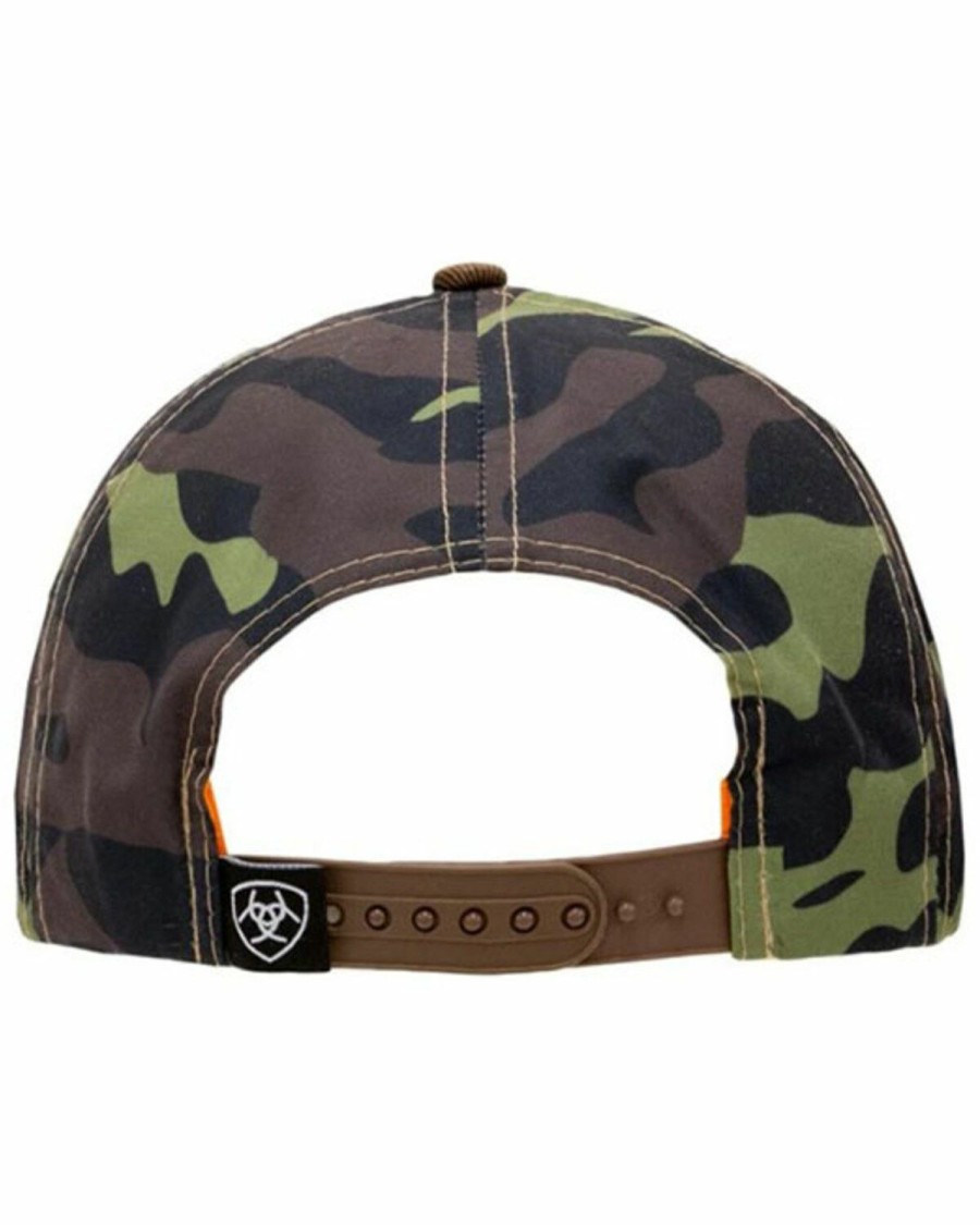 Men'S Clothing * | Ariat Men'S Oilskin Camo Print Leather Logo Ball Cap Outlet