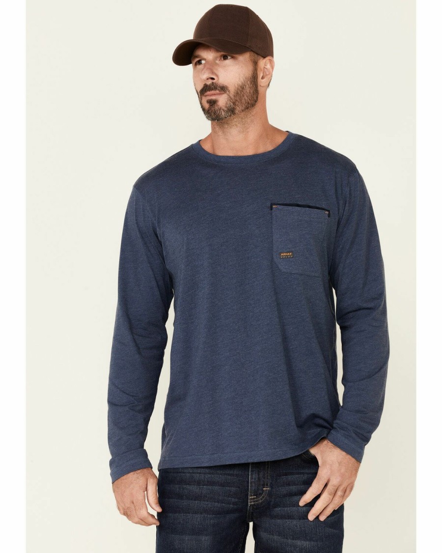 Men'S Clothing * | Ariat Men'S Solid Slate Rebar Workman Full Coverage Graphic Long Sleeve Work T-Shirt Sale