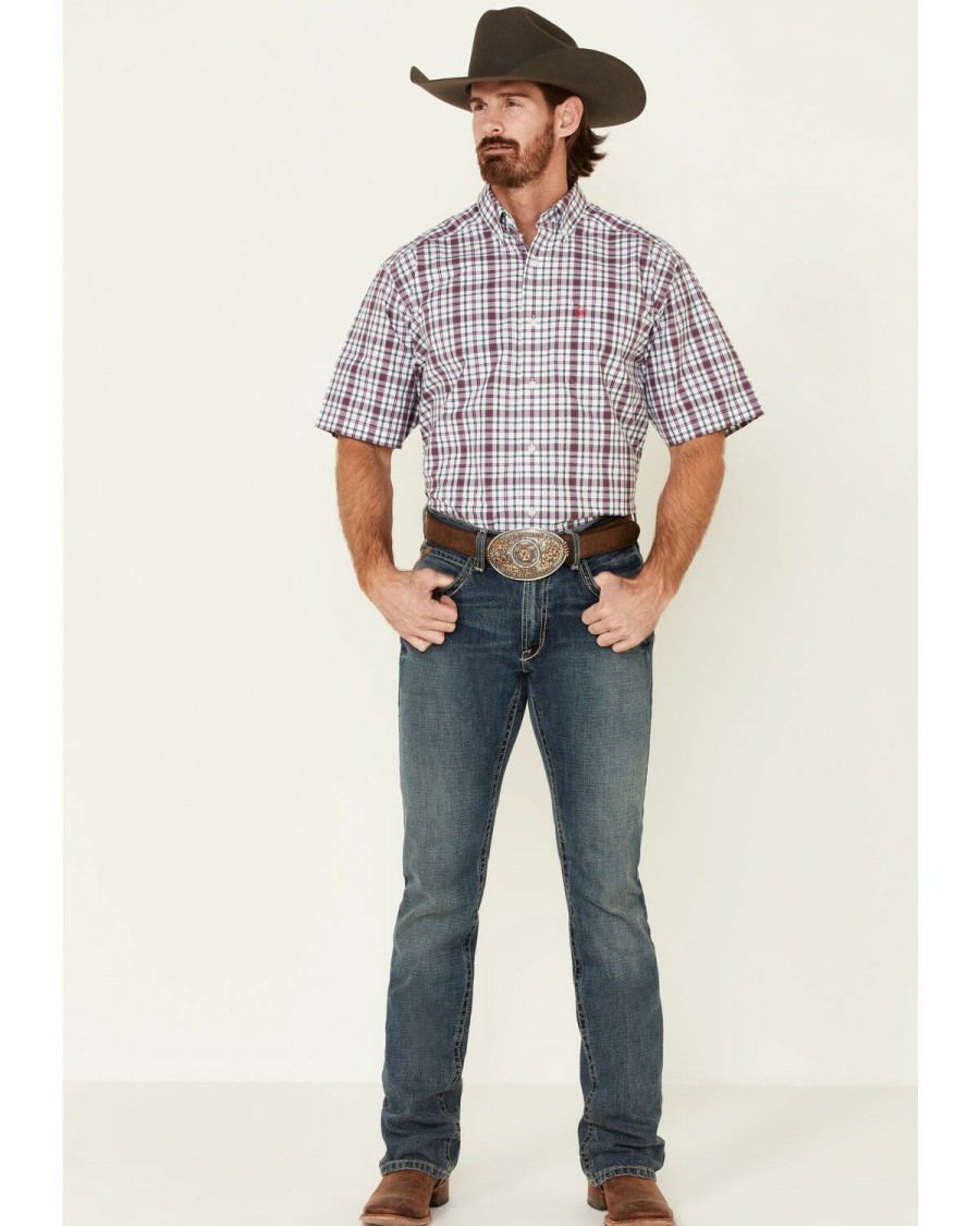 Men'S Clothing * | Ariat Men'S Tayson Small Plaid Short Sleeve Western Shirt Sale