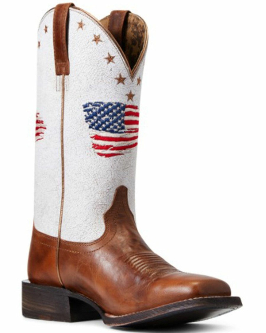 Boots & Shoes * | Ariat Women Patriot Crackled American Flag Western Boots ?Wide Square Toe Clearance