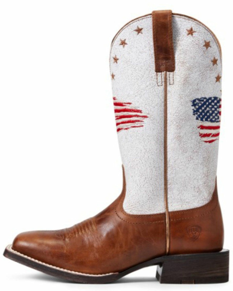 Boots & Shoes * | Ariat Women Patriot Crackled American Flag Western Boots ?Wide Square Toe Clearance