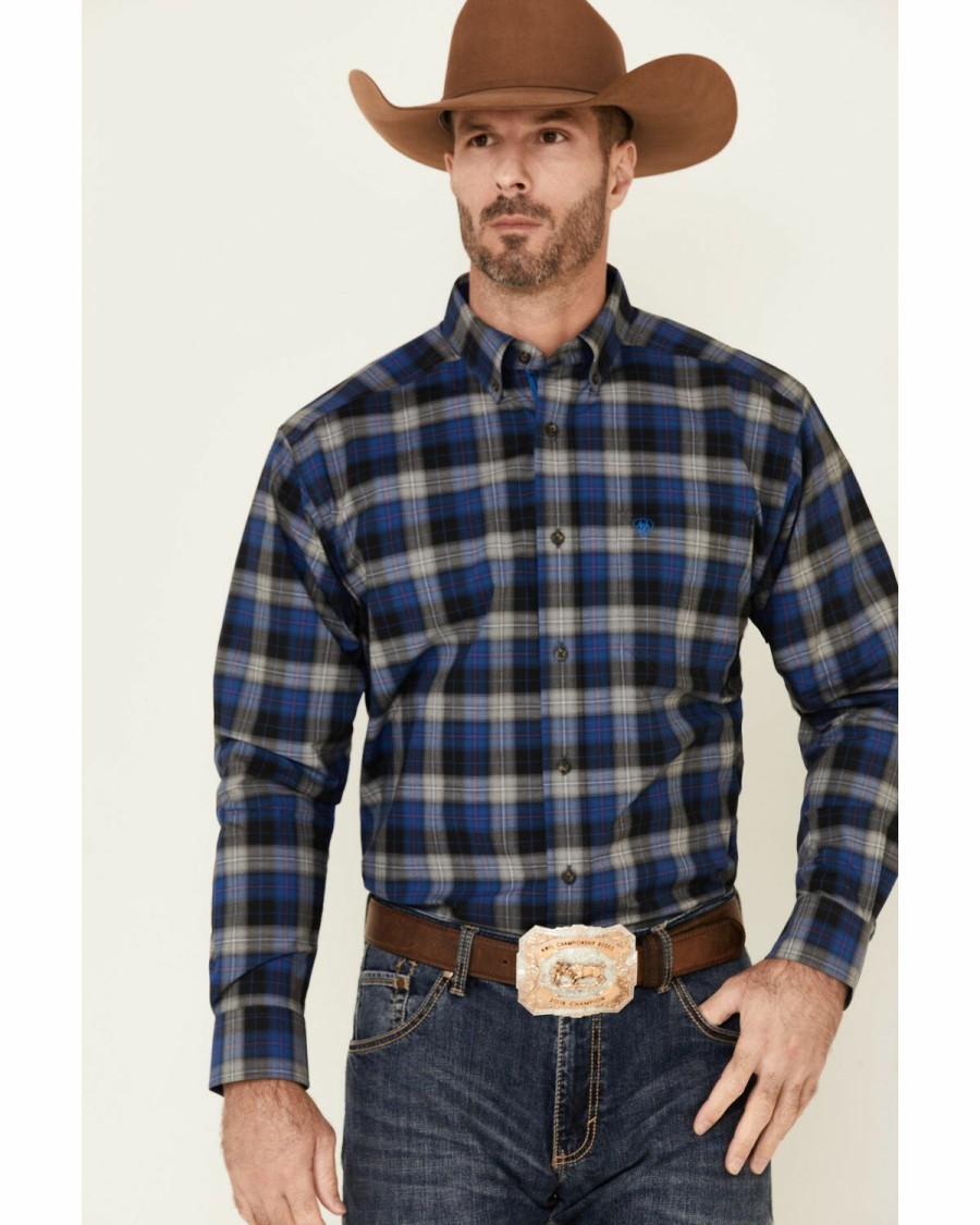 Men'S Clothing * | Ariat Men'S Kyler Stretch Plaid Long Sleeve Button-Down Western Shirt Tall Online